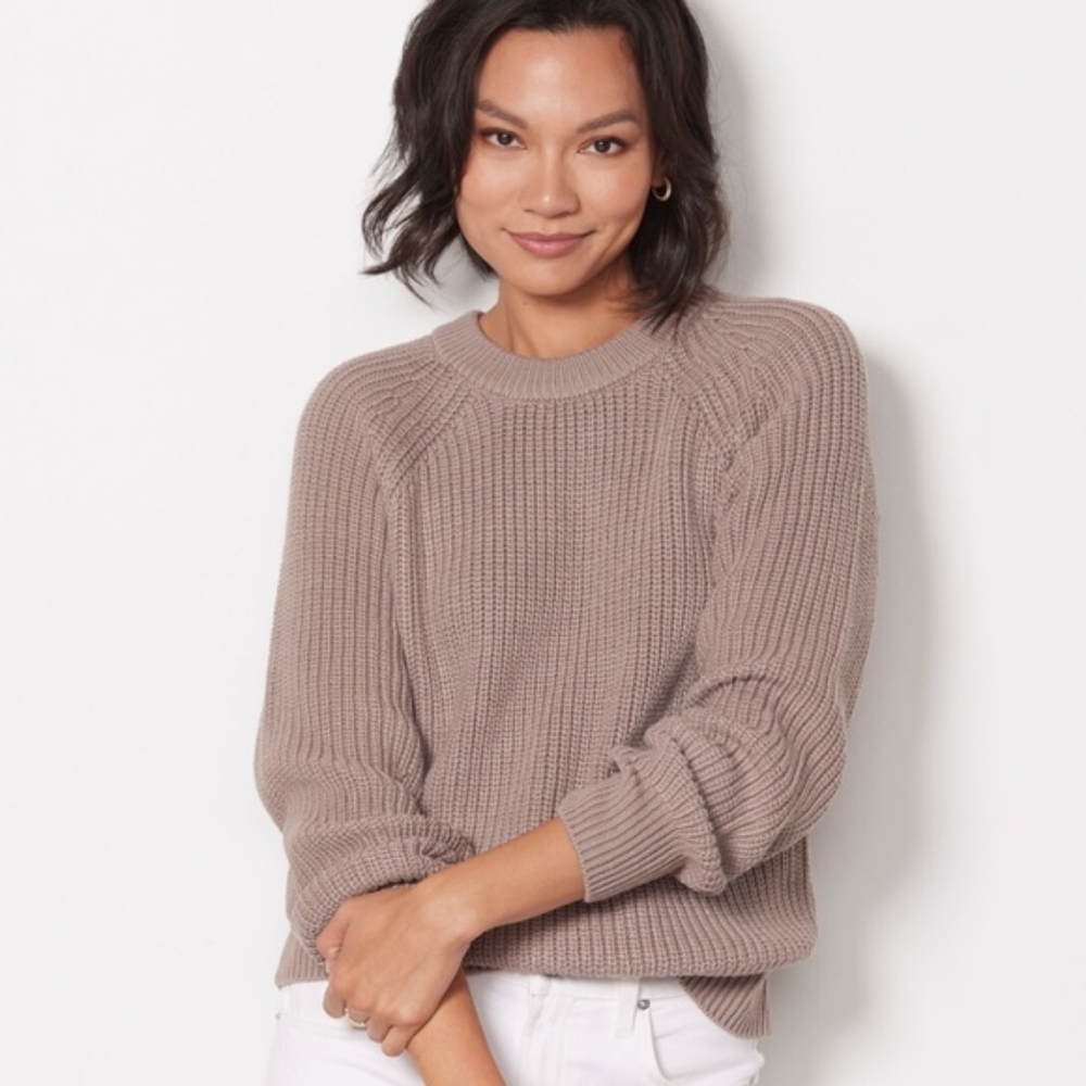 Evereve Ava Classic Knit Pullover Sweater Mauve Mushroom - Picture 1 of 12
